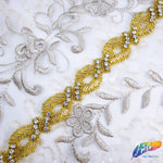 1” Swirl Beaded Rhinestone Trim (sold by yard piece), BRT-005