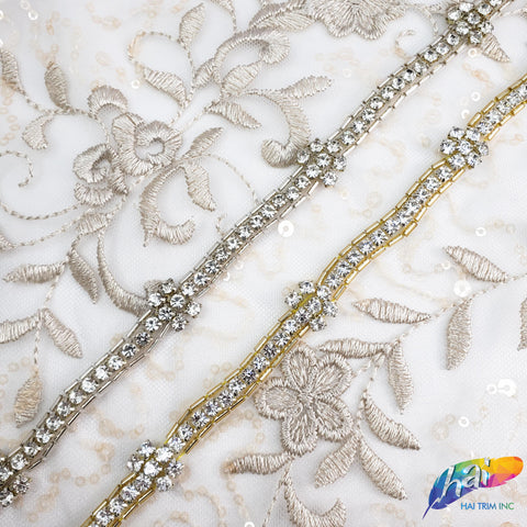 1/2" Beaded Rhinestone Trim (sold by yard piece), BRT-003