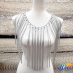 11" Chain Tassel Fringe with Crystal AB Teardrop Stones, CF-008