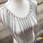 11" Chain Tassel Fringe with Crystal AB Teardrop Stones, CF-008