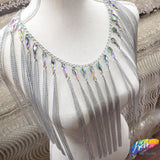 11" Chain Tassel Fringe with Crystal AB Teardrop Stones, CF-008