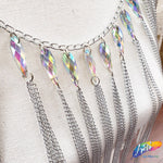 11" Chain Tassel Fringe with Crystal AB Teardrop Stones, CF-008