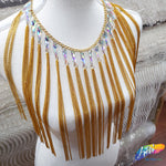 11" Chain Tassel Fringe with Crystal AB Teardrop Stones, CF-008