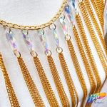 11" Chain Tassel Fringe with Crystal AB Teardrop Stones, CF-008