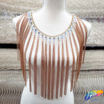 11" Chain Tassel Fringe with Crystal AB Teardrop Stones, CF-008