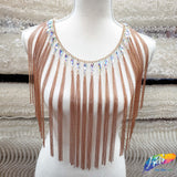 11" Chain Tassel Fringe with Crystal AB Teardrop Stones, CF-008