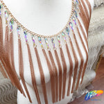 11" Chain Tassel Fringe with Crystal AB Teardrop Stones, CF-008