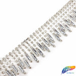 2" Crystal Rhinestone Fringe with Rectangle Stones, RF-105