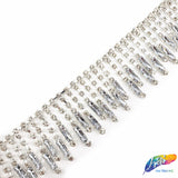 2" Crystal Rhinestone Fringe with Rectangle Stones, RF-105