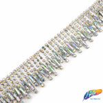 2" Crystal Rhinestone Fringe with Rectangle Stones, RF-105