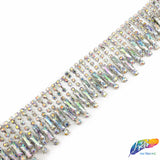 2" Crystal Rhinestone Fringe with Rectangle Stones, RF-105