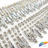 2" Crystal Rhinestone Fringe with Rectangle Stones, RF-105