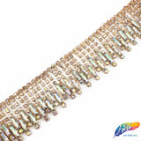 2" Crystal Rhinestone Fringe with Rectangle Stones, RF-105