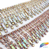 2" Crystal Rhinestone Fringe with Rectangle Stones, RF-105
