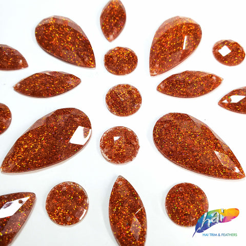 Orange Glitter Resin Stones, YF15