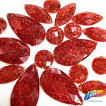 Red Glitter Resin Stones, YF06