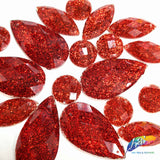 Red Glitter Resin Stones, YF06