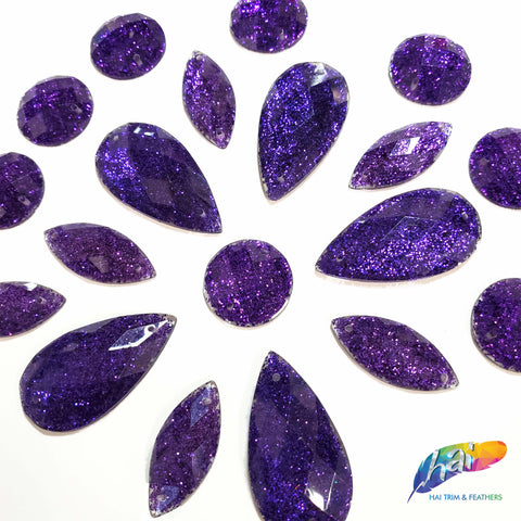 Purple Glitter Resin Stones, YF26