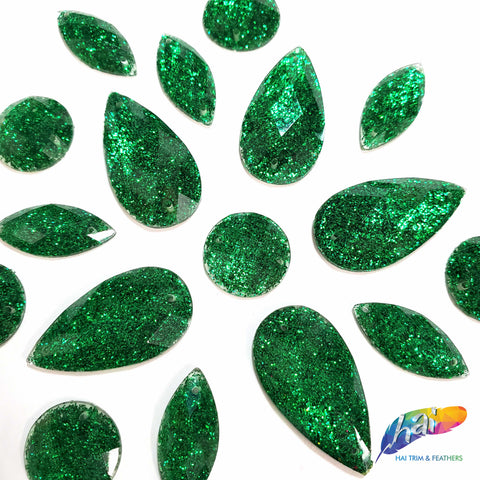 Green Glitter Resin Stones, YF21