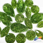 Light Green Glitter Resin Stones, YF25