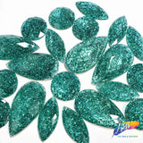 Teal Glitter Resin Stones, YF22