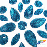 Turquoise Glitter Resin Stones, YF05