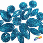 Turquoise Glitter Resin Stones, YF05