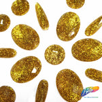 Yellow Glitter Resin Stones, YF44