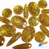 Yellow Glitter Resin Stones, YF44