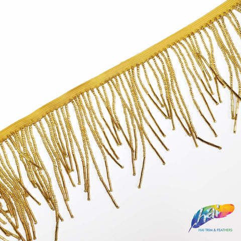 Gold Seed and Bugle 3 Beaded Fringe – General Bead