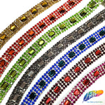 SALE! 3/4" 4-row Colored Rhinestone Trim with Octagon Stones, QL-138