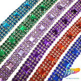 SALE! 3/4" 4-row Colored Rhinestone Trim with Square Stones, QL-140