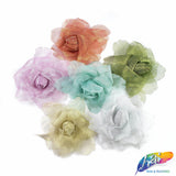 CLOSEOUT! 3D Stiff Organza/Chiffon Flower Brooches (2 pieces)