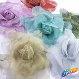 CLOSEOUT! 3D Stiff Organza/Chiffon Flower Brooches (2 pieces)