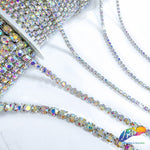 Crystal AB/Silver Rhinestone Diamante Cupchain Trim