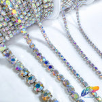 Crystal AB/Silver Rhinestone Diamante Cupchain Trim