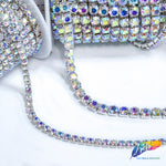 Crystal AB/Silver Rhinestone Diamante Cupchain Trim