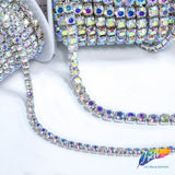Crystal AB/Silver Rhinestone Diamante Cupchain Trim