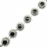 1 1/4" Silver/Black Sunburst Plastic Stud Trim, PST-078