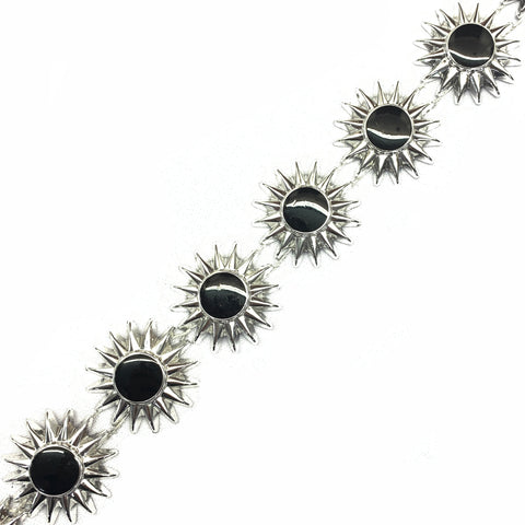 1 1/4" Silver/Black Sunburst Plastic Stud Trim, PST-078