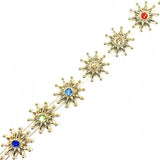 7/8" Sunburst Plastic Stud Trim w/ Rhinestones, PST-079