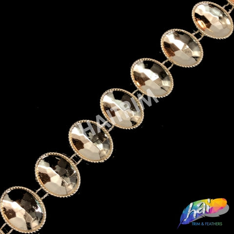 1 1/8" Gold Oval Plastic Stud Trim, PST-091