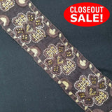 CLOSEOUT! 7 yards Brown and Gold Embroidered Beaded Trim , COT-006