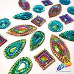 Royal Blue AB Textured Resin Stones, #07