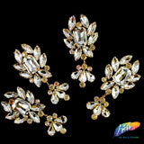 Crystal Glass Rhinestone Applique on Gold Metal Setting, YH-255