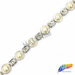 5/8" Pearl Plastic Stud Trim w/ Rhinestones, PST-022