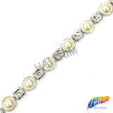 5/8" Pearl Plastic Stud Trim w/ Rhinestones, PST-022