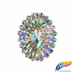 Oval Rhinestone Medallion Gel-Back Iron On Applique, IRA-134