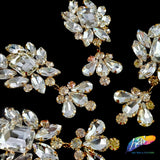 Crystal Glass Rhinestone Applique on Gold Metal Setting, YH-255