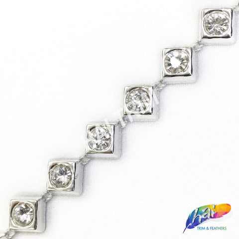 1/2" Diamond Plastic Stud Trim w/ Rhinestones, PST-028